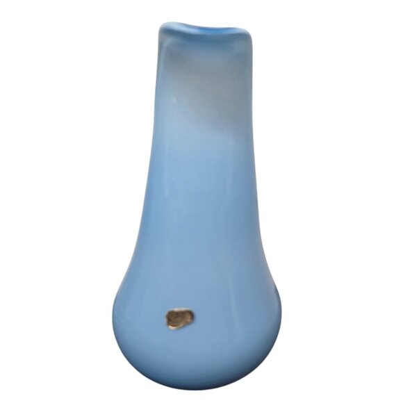 7.5" Empoli Pale Blue Art Glass Pitcher Vase Swirled Handle Italy MCM - Picture 6 of 9